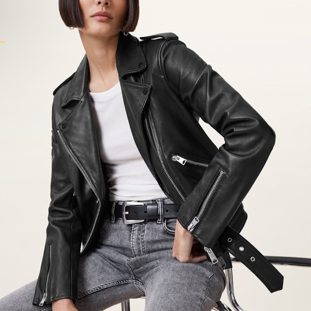 All Saints Black Leather Biker Jacket